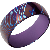 8mm wide Domed Kuro-Ti Ring with Polish Kuro-Ti Finish / Wild Purple Cerakote Sleeve