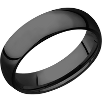 6mm wide Domed Black Titanium Ring with Polish Finish