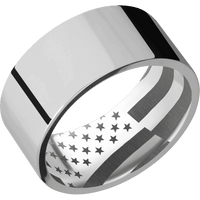 10mm wide Flat Titanium Ring with Polish Finish / American Flag Interior Pattern