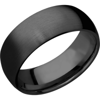 8mm wide Domed Black Zirconium Ring with Satin Finish