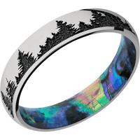 5mm wide Domed Titanium Ring with Polish Finish / Trees Design / Abalone Sleeve