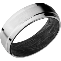 7mm wide Flat Wide Grooved Edges Inconel Ring with Satin Finish / Forged Carbon Fiber Sleeve