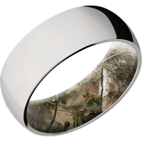 8mm wide Domed Titanium Ring with Polish Finish / Kings Mountain Camo Sleeve