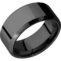 10mm wide High Bevel Black Titanium Ring with Polish Finish