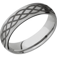 6mm wide Domed Titanium Ring with Satin Finish / Celtic 6 Design and Gun Metal Grey Cerakote Accents / None Interior Pattern