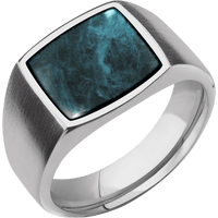 Cushion Titanium Signet Ring / Satin Ring Finish and Polish Signet Finish / Washington Blue Jade Inlay with Semi-Precious Polish Finish / Size 11.5