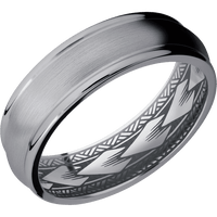 7mm wide Domed Rounded Edges Tantalum Ring with Satin Finish / Maori Interior Pattern