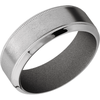 8mm wide High Bevel Milgrain Titanium Ring with Stone Finish / Gun Metal Grey Cerakote Sleeve