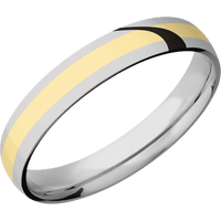 4mm wide Domed Titanium Ring with Polish Finish / One 2mm Centered 14k Yellow Gold Inlay with Polish Finish