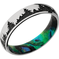 5mm wide Domed Titanium Ring with Polish Finish / Trees Design / Abalone Sleeve