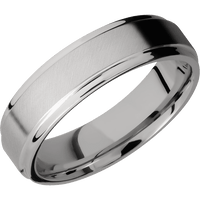 6mm wide Flat Grooved Edges Titanium Ring with Angle Satin Finish