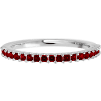 Alexandra Style 10k White Gold Ring / Half Eternity .6 TCW of Dark Rubys / Size 7.75