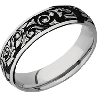 6mm wide Domed Titanium Ring with Polish Finish / Western Scroll Design