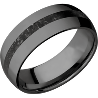 8mm wide Domed Black Titanium Ring with Polish Finish / One 2mm Centered Black Onyx Inlay