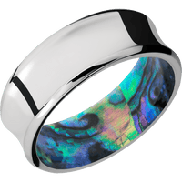 8mm wide Concave Bevel Palladium Silver Ring with Polish Finish / Abalone Sleeve