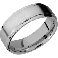 7mm wide Flat Grooved Edges Titanium Ring with Satin Finish