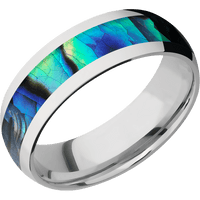 7mm wide Domed Inconel Ring with Polish Finish / One 4mm Centered Abalone Inlay