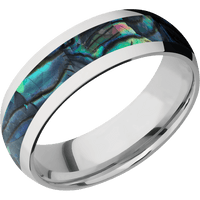 7mm wide Domed Inconel Ring with Polish Finish / One 4mm Centered Abalone Inlay