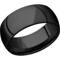 9mm wide Domed Black Titanium Ring with Polish Finish / None Interior Pattern