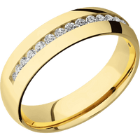 6mm wide Domed 10k Yellow Gold Ring with Polish Finish / Half Eternity Round .03 carat Standard Lab Grown Diamond Channel-Set Gemstones