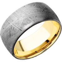 10mm wide Domed Meteorite Ring / 18k Yellow Gold Sleeve