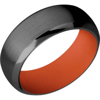 8mm wide Domed Bevel Black Zirconium Ring with Satin Finish / Hunter Orange Cerakote Sleeve