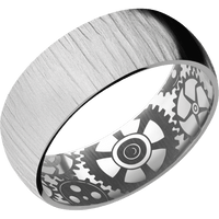 8mm wide Domed Titanium Ring with Treebark 1 Finish / Gears Interior Pattern