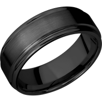 8mm wide Flat Rounded Edges Black Titanium Ring with Satin Finish