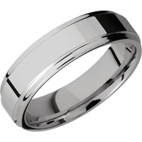 6mm wide Flat Grooved Edges Titanium Ring with Polish Finish