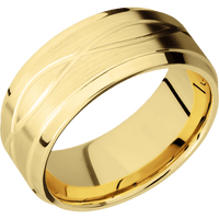 9mm wide Stepped Bevel 22k Yellow Gold Ring with Satin Finish / Infinity Design / Rose Gold Cerakote Sleeve