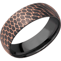 7mm wide Domed Darkened Superconductor Ring with Satin Superconductor Finish / Black Titanium Sleeve