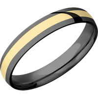 4mm wide Domed Black Titanium Ring with Polish Finish / One 2mm Centered 14k Yellow Gold Inlay with Polish Finish