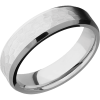 6mm wide Beveled Palladium Silver Ring with Hammer Finish