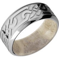 9mm wide High Bevel Titanium Ring with Polish Finish / Celtic Loop U Design / Antler Sleeve