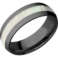 7mm wide Domed Black Zirconium Ring with Polish Finish / One 3mm Centered Freshwater Mother of Pearl Inlay