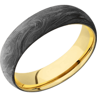 6mm wide Domed Forged Carbon Fiber Ring / 10k Yellow Gold Sleeve