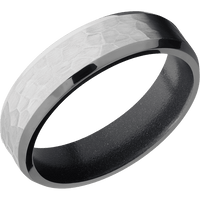 6mm wide Beveled Titanium Ring with Hammer Finish / Dark Grey Cerakote Sleeve