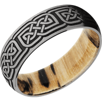 7mm wide Domed Cobalt Chrome Ring with Sand Blast Finish / Celtic 17 Design / Spalted Tamarind Sleeve