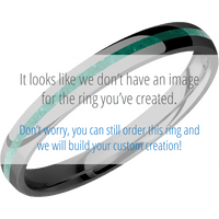 3mm wide Domed Black Titanium Ring with Polish Finish / One 1mm Centered Malachite Inlay / Floral 1 Large Interior Pattern