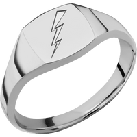 Cushion Titanium Signet Ring / Polish Ring Finish and Polish Signet Finish / Air Force Secondary Logo Dark Design with Academy White Cerakote / Size 5.75