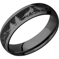 6mm wide Domed Black Titanium Ring with Polish Finish / Wolf Mountain Design