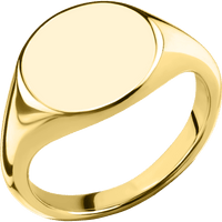Medium Circle signet ring (14mm) in 10K Yellow Gold, with a Thin style band.