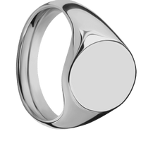 Medium Oval signet ring (16x13mm) in Titanium, with a Wide style band.