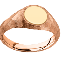 Small Circle signet ring (10mm) in 14K Rose Gold, with a Wide style band, a 14K Yellow Gold inlay.
