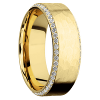 14K Yellow Gold + Hammer , Sand Finish
