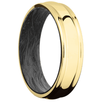 14K Yellow Gold + Polish , Polish Finish + Forged Carbon Fiber