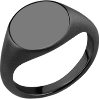 Medium Circle signet ring (14mm) in Zirconium, with a Thin style band.