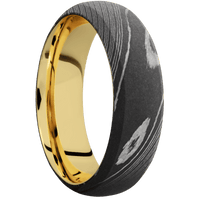 Damascus + Acid Finish + 14K Yellow Gold