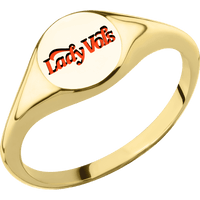 Small Circle signet ring (10mm) in 14K Yellow Gold, with a Thin style band and a Florida UF Logo engraving.