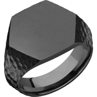 Large Hexagon signet ring (18.5x16mm) in Zirconium, with a Wide style band.